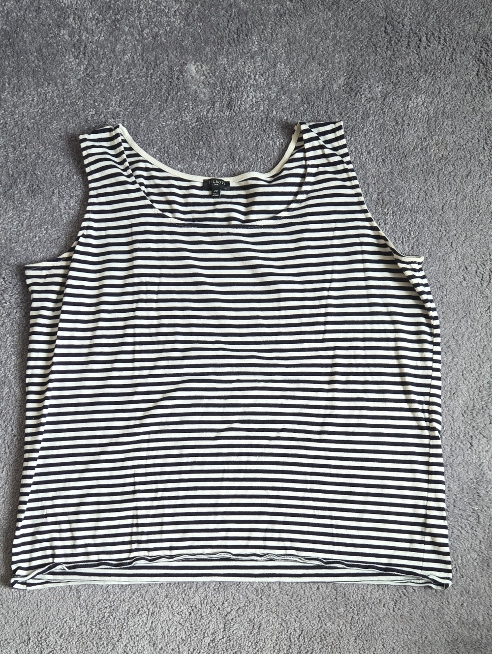 Talbots Black & White Striped Sleeveless Tank